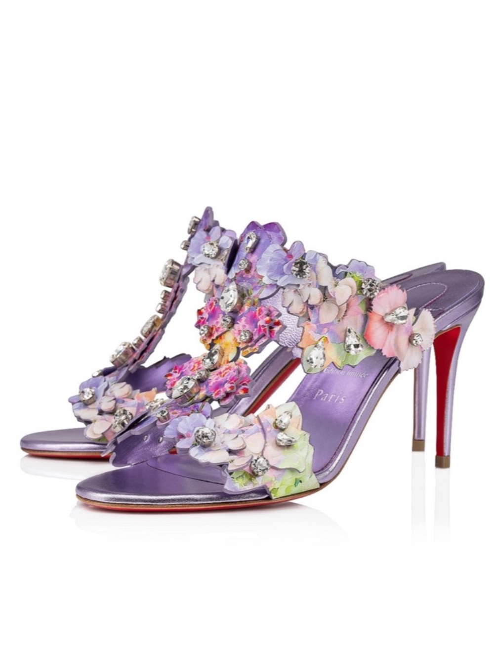 Christian Louboutin Flora 85mm crystal accent wedding heels RETAIL 2,995